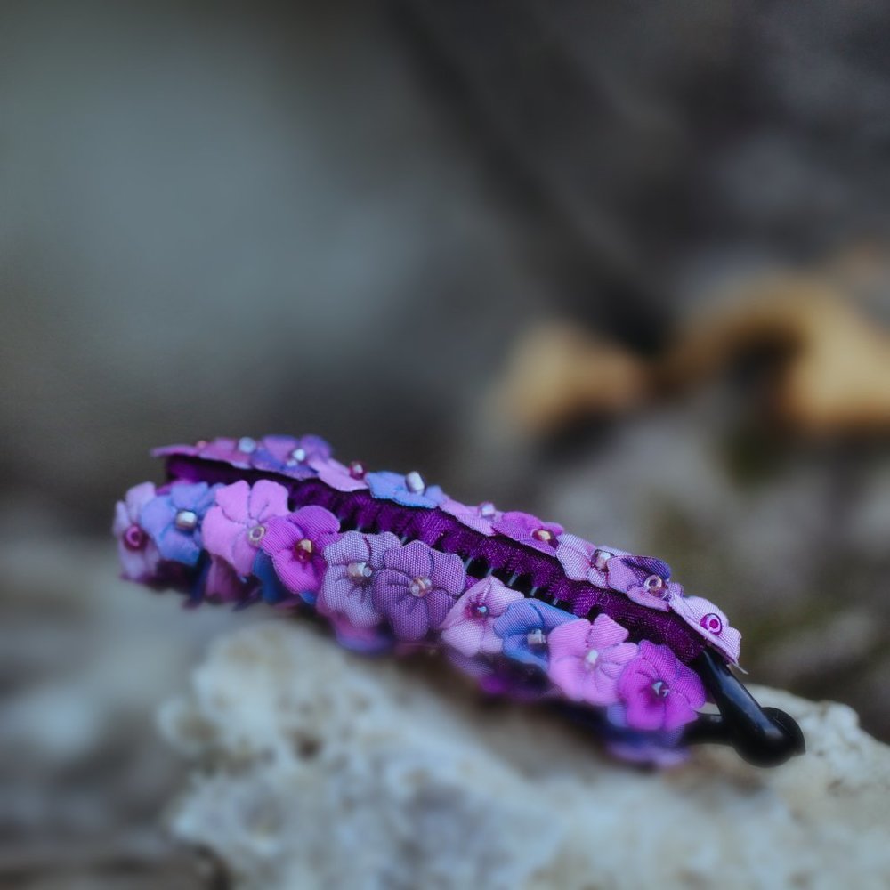 Handmade Purple Flower Hair Clip Jaw Clip